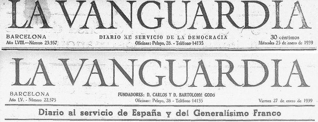 Capçalera de La Vanguardia del 1939  / Daniel García Peris